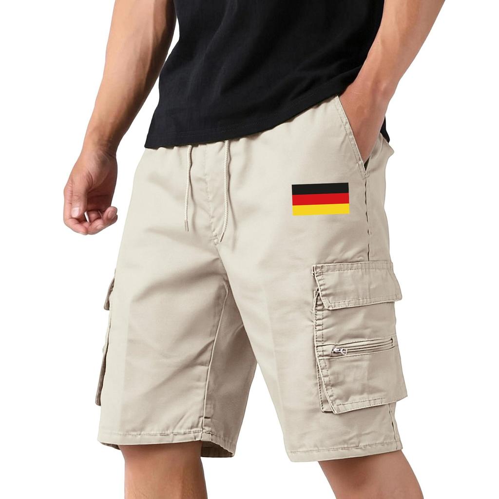 Men's Lightweight Breathable Sports Shorts with Flag Print Casual Athletic Shorts with Elastic Waistband and Cargo Pockets for Outdoor Activities