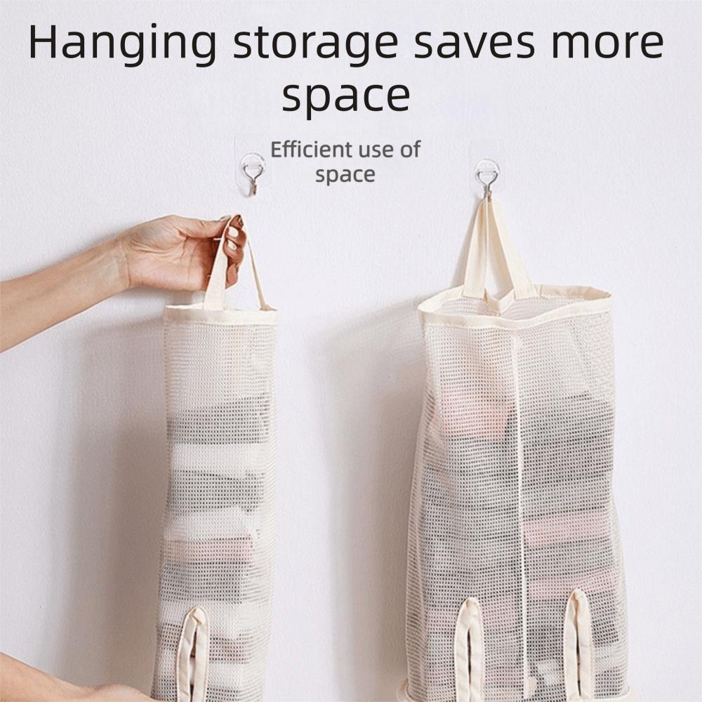 Large Capacity Sock Storage Bag Mesh Pocket Closet Organizer Grocery Bag Holder  Bedroom Storage