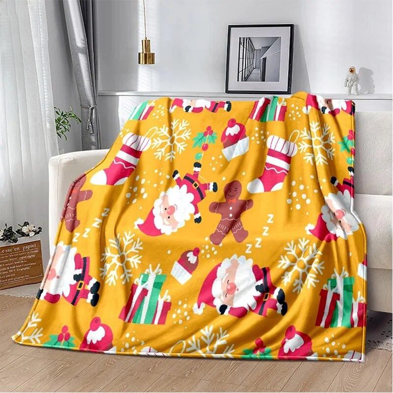 Desene animat Moș Crăciun Pom de Crăciun Fericit Cadou pentru copii Pătură moale de pluș, pătură de flanel Pătură pentru sufragerie dormitor canapea