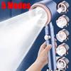 5 Function Bathroom Handheld Brushed Shower Head with Stop Button Spa Filter Showerhead Easy Cleaning Shower Nozzle Sprayer