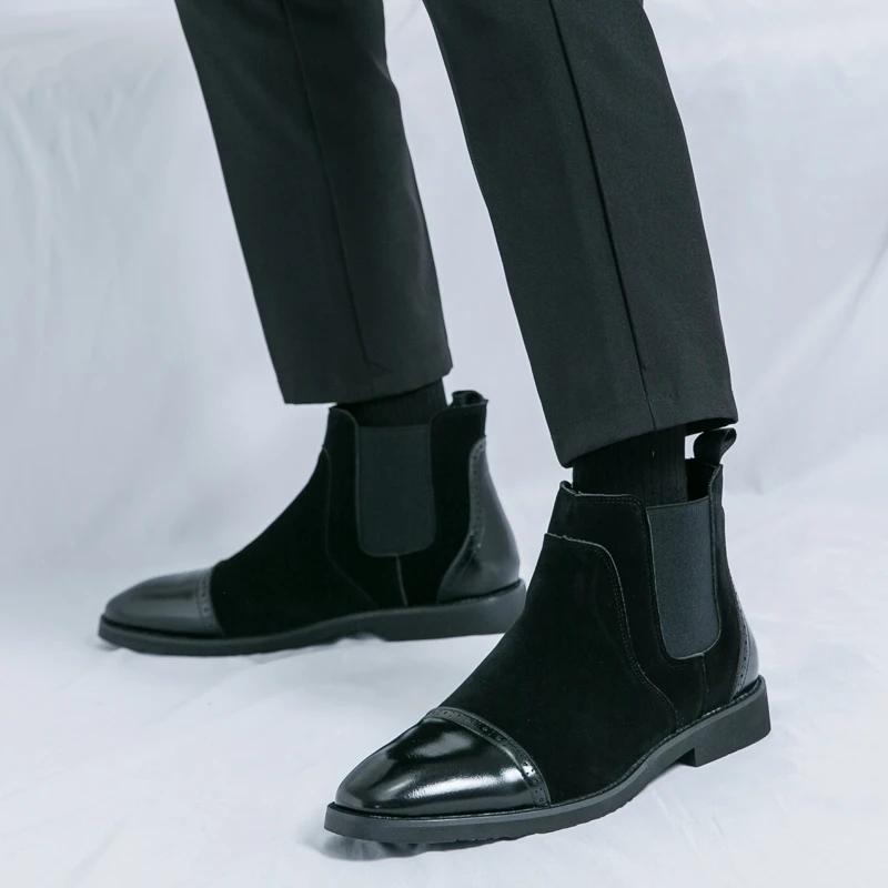 Fashion High Quality Men Formal Ankle Boots Business Casual Men Dress Office Chelsea Boots Male Slip-On Oxfords Luxury Designer Shoes