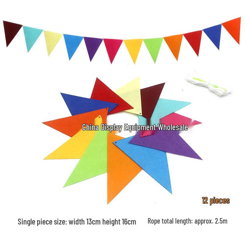 Triangle Flag Bunting for Kindergarten Decoration - Children's Room & Birthday Party Decor with Girlish Heart Design