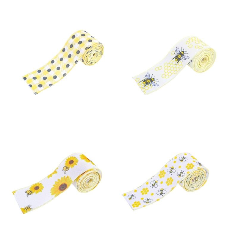 Wire Edged Ribbon Sunflowers Fabric Ribbon Decorative Ribbon Honeybees Ribbon