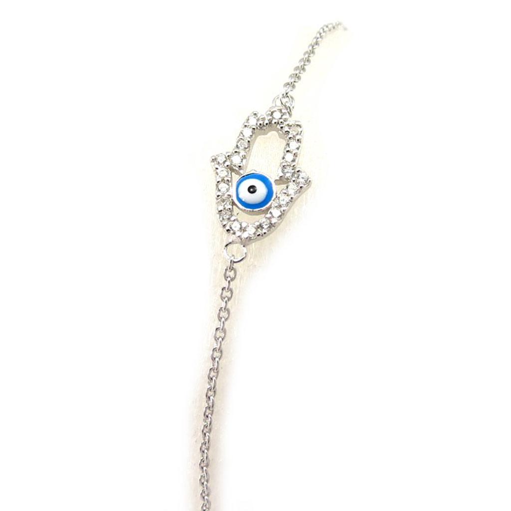 Les Trésors De Lily [K5798] - Silver Bracelet 'Fatma' Blue White