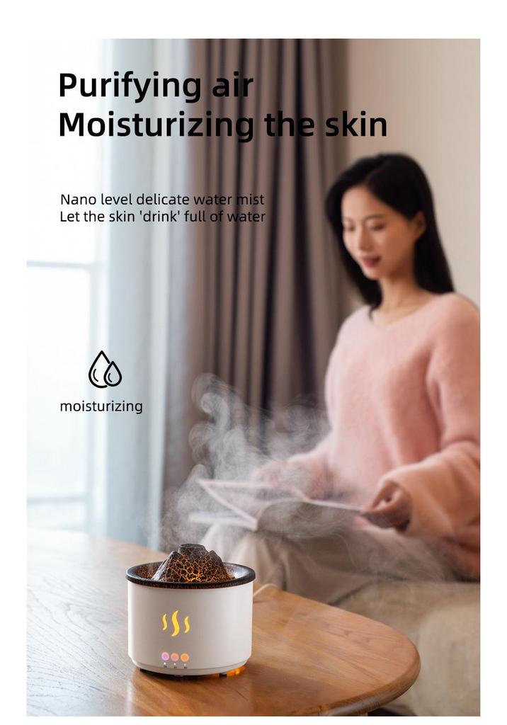 Large Capacity Volcano Bubble Ring Aroma Diffuser Humidifier with Crackle Design for Home Use
