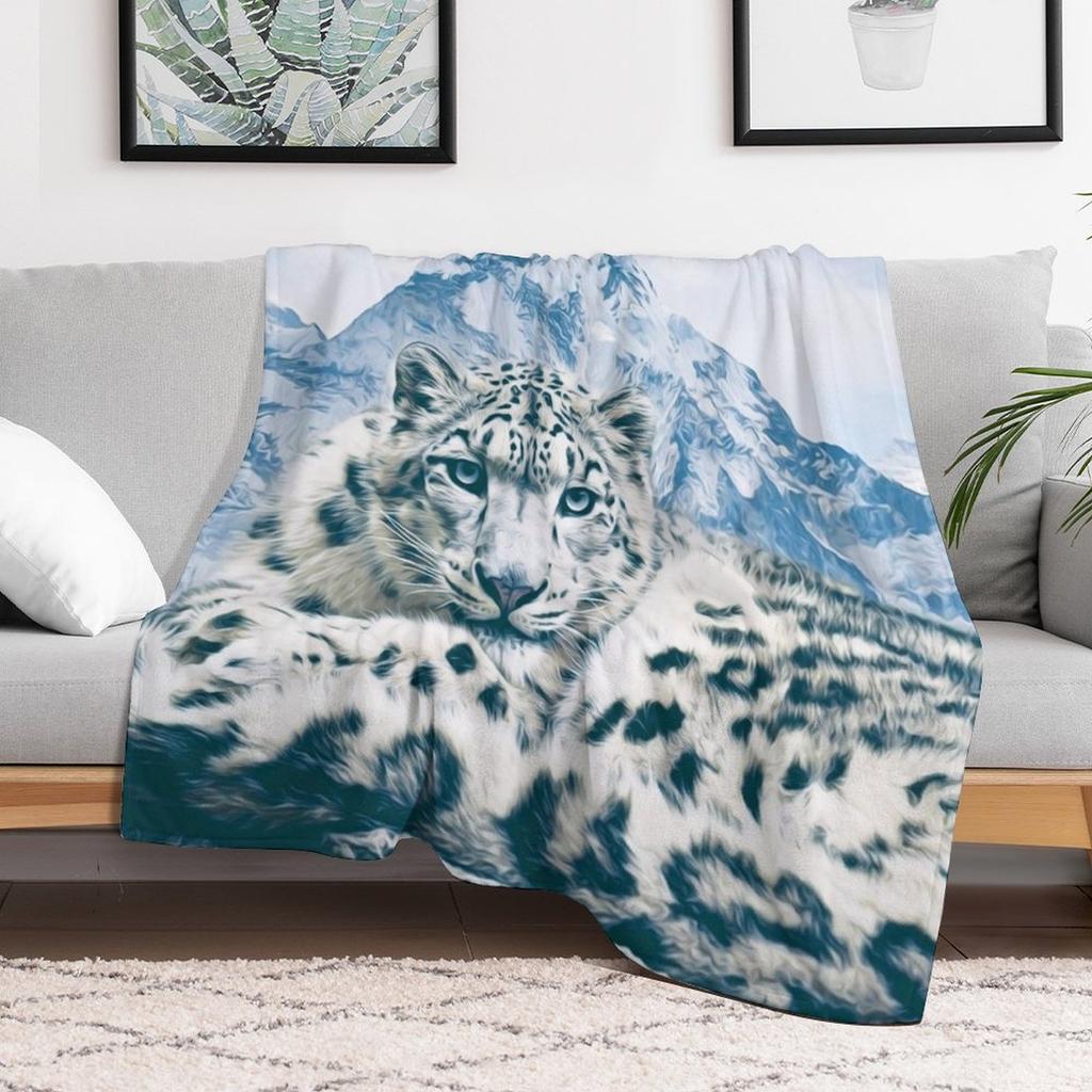 Śnieżny Leopard Nad Górami Koc Polarowy Modny Sofy sofa rozkładana dekoracyjny Koce