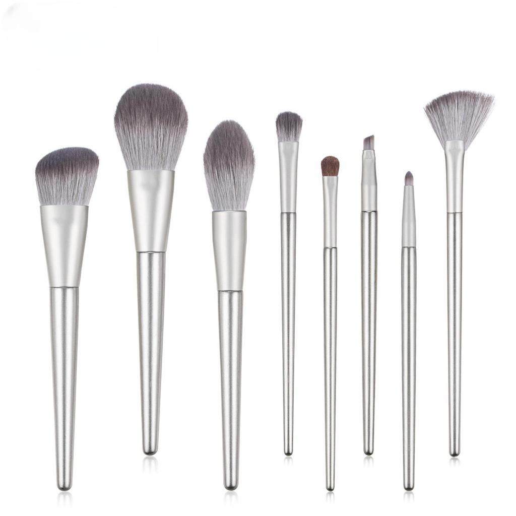 8-Piece Animal Hair Makeup Brush Set for Beginners - Complete Eye Shadow Tools