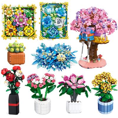 Simulation Building Blocks Flower Blue Small Particles Educational Assembly Toy Ornaments