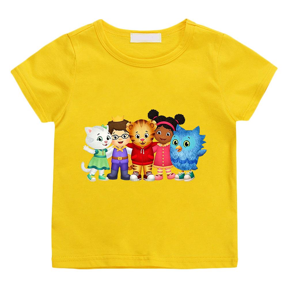 100% Bavlna Dětské Tričko Daniel Tiger'S Neighborhood Kreslený Potisk Trička Roztomilá Kluci Dívky Krátký Rukáv 2-12 Let Dětské Vrchní Díl Léto