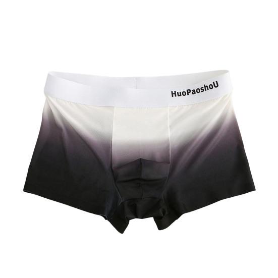 Pánské boxerské kalhotky Letter Print Gradient Print Ledové hedvábné šortky Spodní prádlo s U-konvexním designem Slim Fit Kalhotky s vysokou elasticitou
