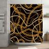 Luxurious Chain Pattern Shower Curtain Waterproof Bathroom Decor With Gold Accents For A Royal Touch