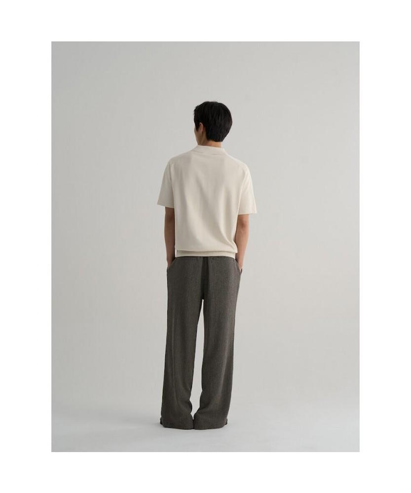 8SECONDS Two-Tone Crease Wide Fit Elastic Waist Pants - Khaki