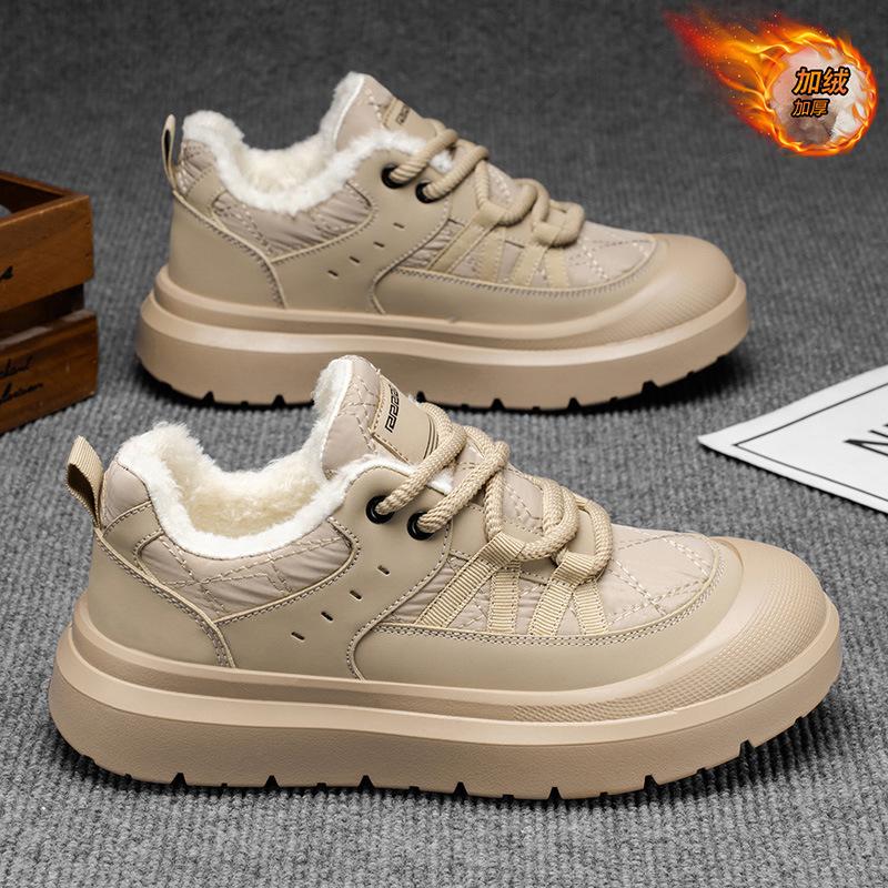 

Snow boots winter velvet warm thick-soled casual board shoes outdoor sports non-slip thickened cold-proof dad cotton shoes 44 хакі