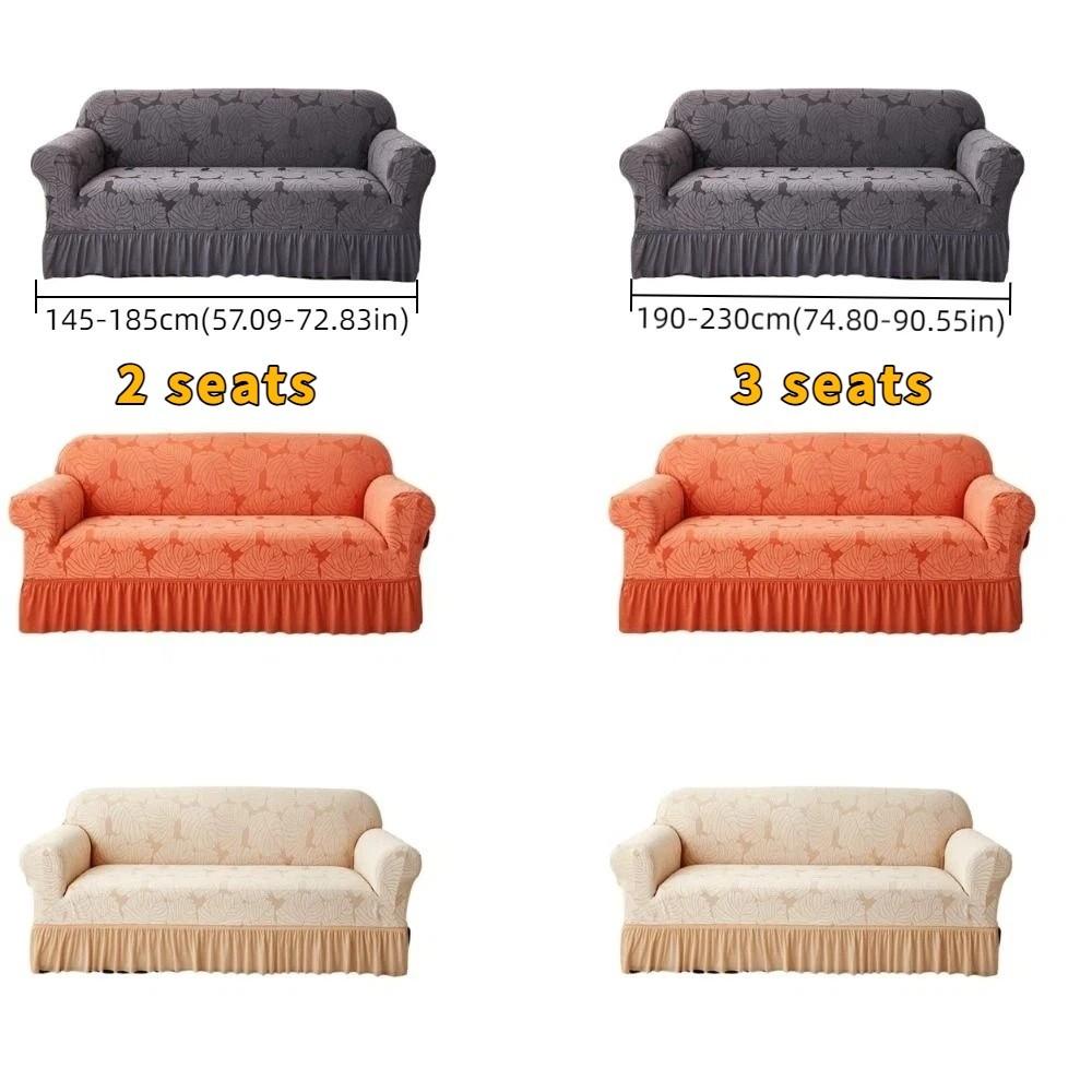 2/3 Seat Stretch Couch Cover All-inclusive Elastic Sofa Seat Cushion Cover Leaf Print With Skirt Corner Sofa Slipcover