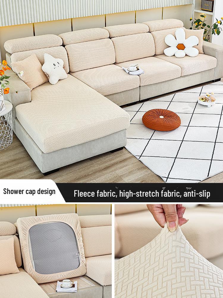 Thickened Non-Slip Polar Fleece Sofa Cover: Elastic, Full Coverage, Dustproof, High-Grade Design