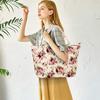 NICOLE & DORIS Canvas Tote Bag for Women, Cute Floral Print, Lightweight, Large Capacity, A4 Size, Water-Repellent, Standing, Shoulder Bag, Diaper