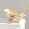 1pc Mini Bathtub-Shaped Soap Dish Charming Bathroom Accessory with Decorative Pink Bow.