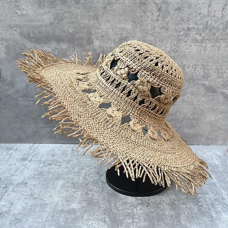 Wind Plus Large Brim Hollow Sun Hat Children Summer Trip Seaside Vacation Sunshade Sunscreen Foldable Straw Hat