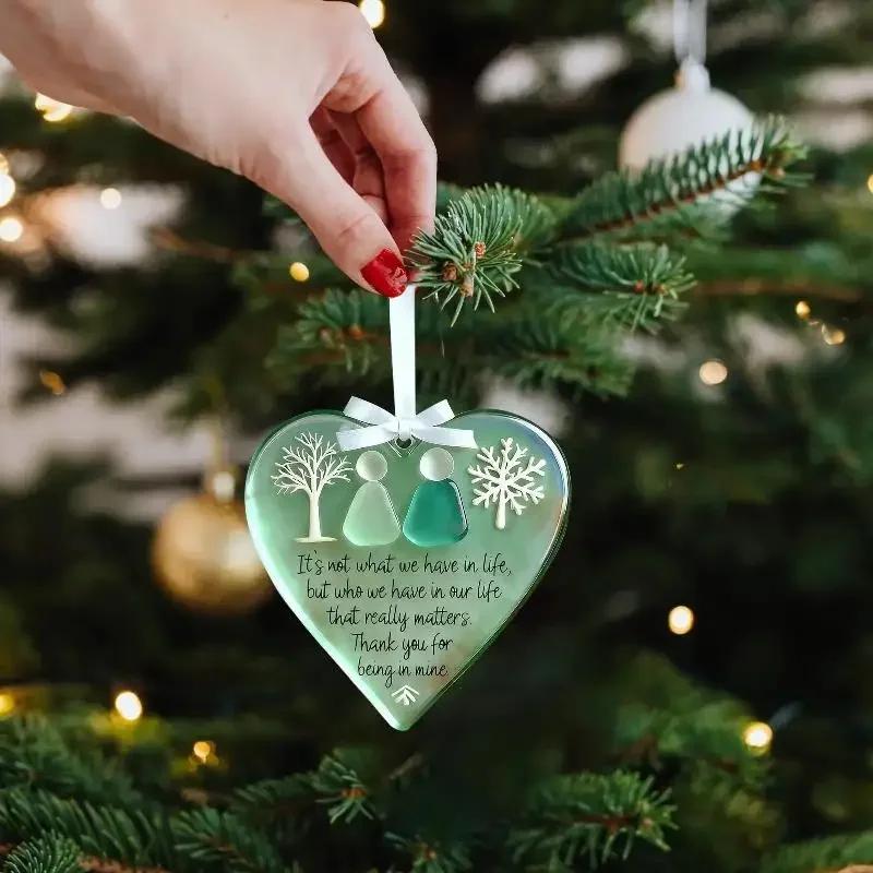 Acrylic Snowflake-shaped Sea Glass Ornaments Handmade Friendship Snowflake Art Keepsakes Christmas Snowflake Tree Decoration