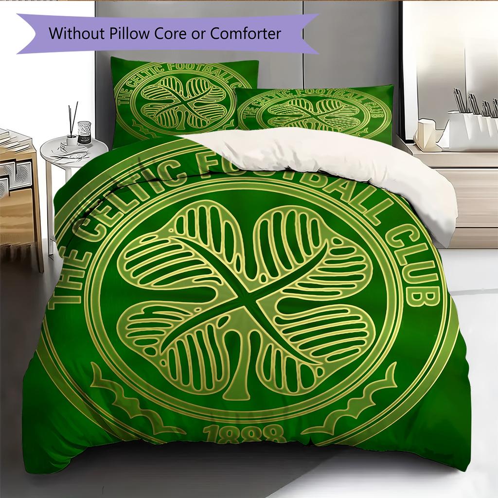 Motif Écusson du Celtic FC Literie Décoration de Maison Cadeau d'Anniversaire (1 housse de couette + 2 taies d'oreiller, sans garniture.)