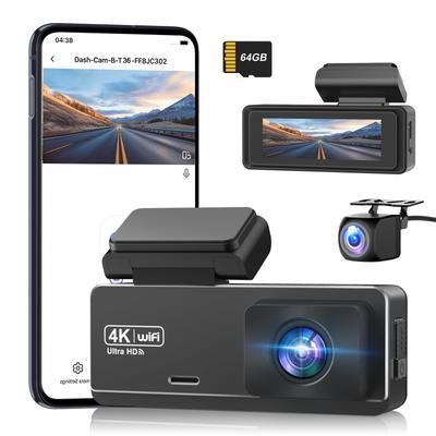 CHORTAU Front and Rear 4K UHD 8MP 1080P Full 5G Super High Night Wide 64GB Card Large Aperture LED Traffic Light Energy Automatic Overwrite Parking