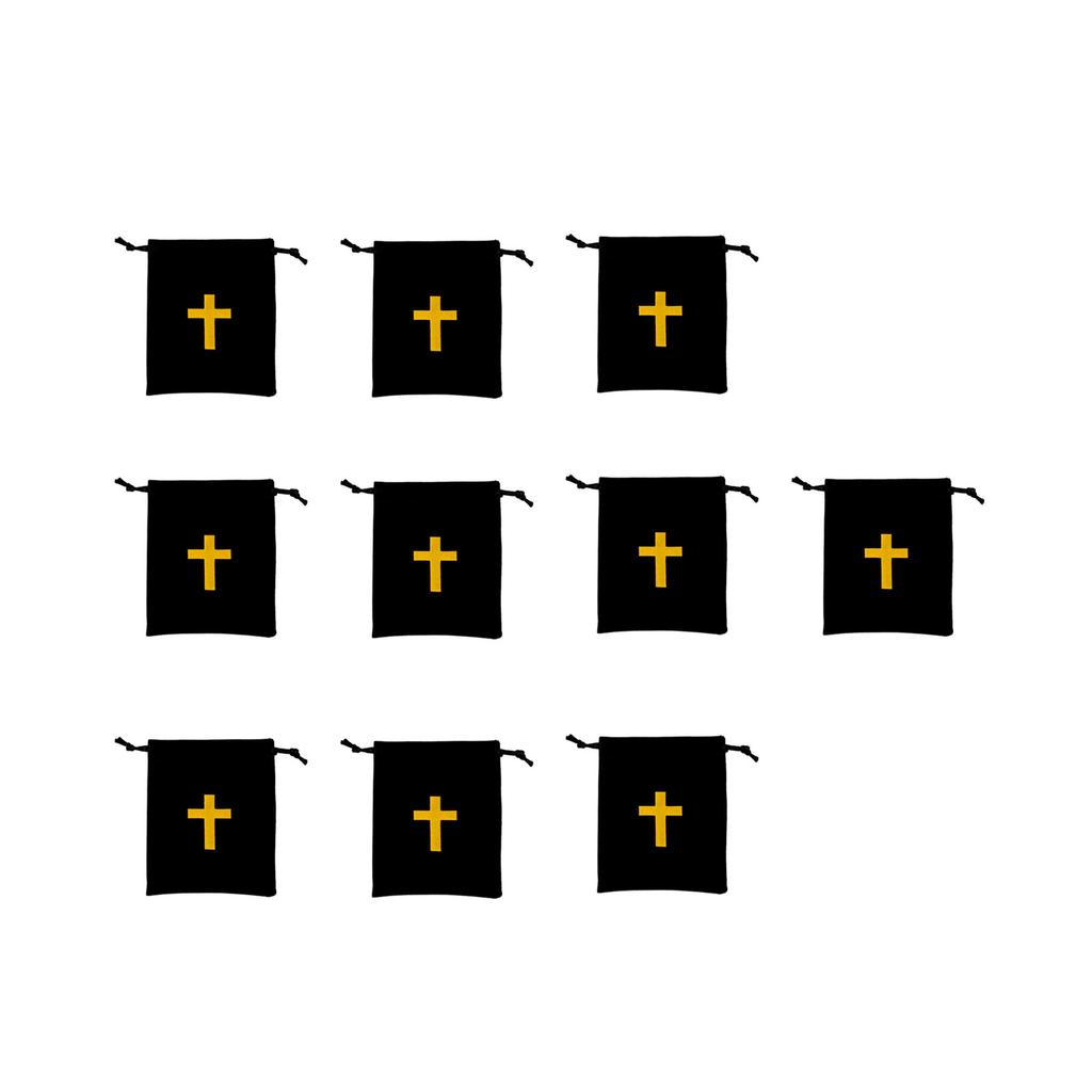 Pack Of 10 Velvet Drawstring Bags Rosary Bags Jewelry Gift Pouch Featuring Cross Design For Jewelry And Travel Storage