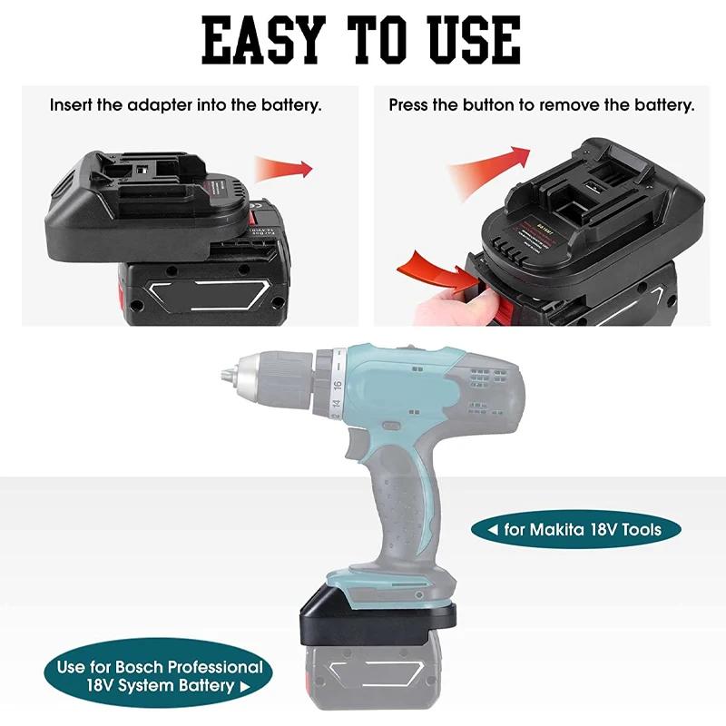 1/2Pcs BS18MT Battery Converter For Bosch 18V Li-ion Battery Converted To For Makita 18V Power Tool With USB Adapter