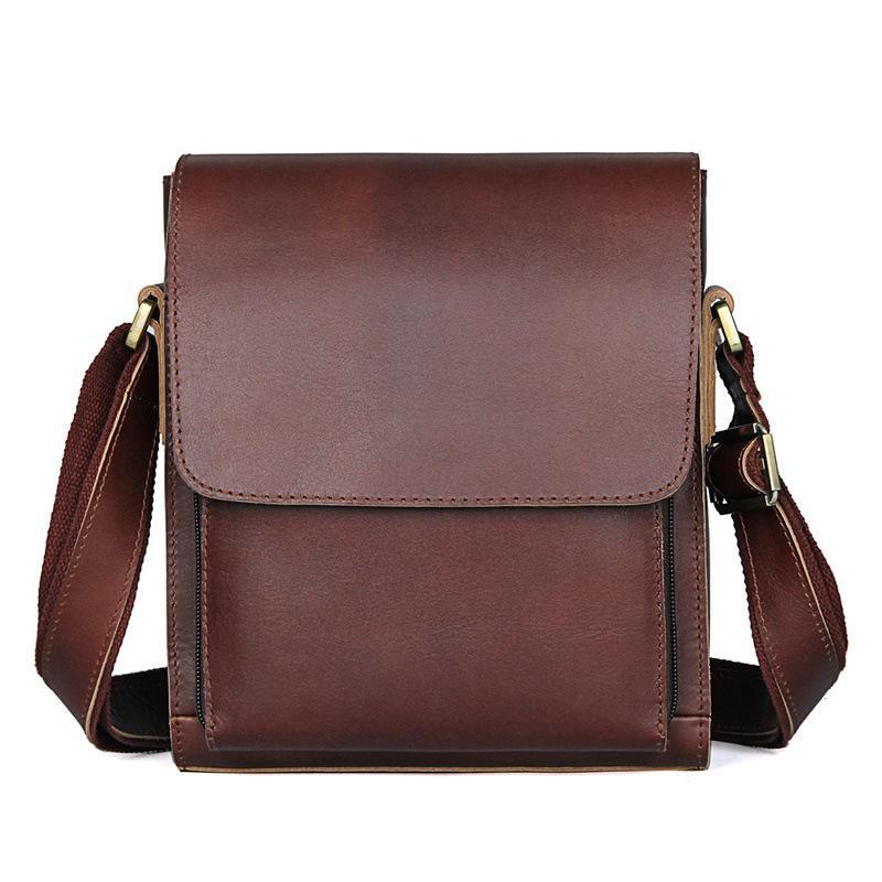 Vintage Genuine Leather Large Capacity Men's Messenger Bag - Crazy Horse Cowhide Shoulder Bag
