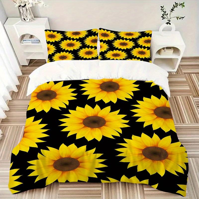 3pcs Sunflower Pattern Bedding Set, Breathable and Soft, Suitable for All Seasons, Ideal for Home Use, Suitable for Bedroom Decor 21181