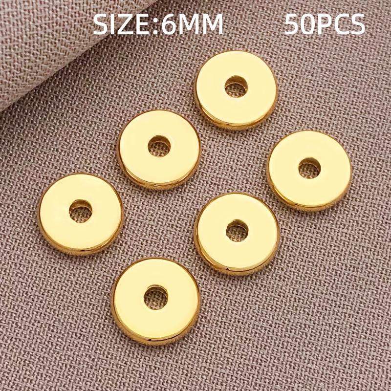 10-100Pcs Stainless Steel Gold Spacer Beads For Bracelet Jewelry Making Diy Flat Round Loose Beads Handmade Jewelry Supplies Cra