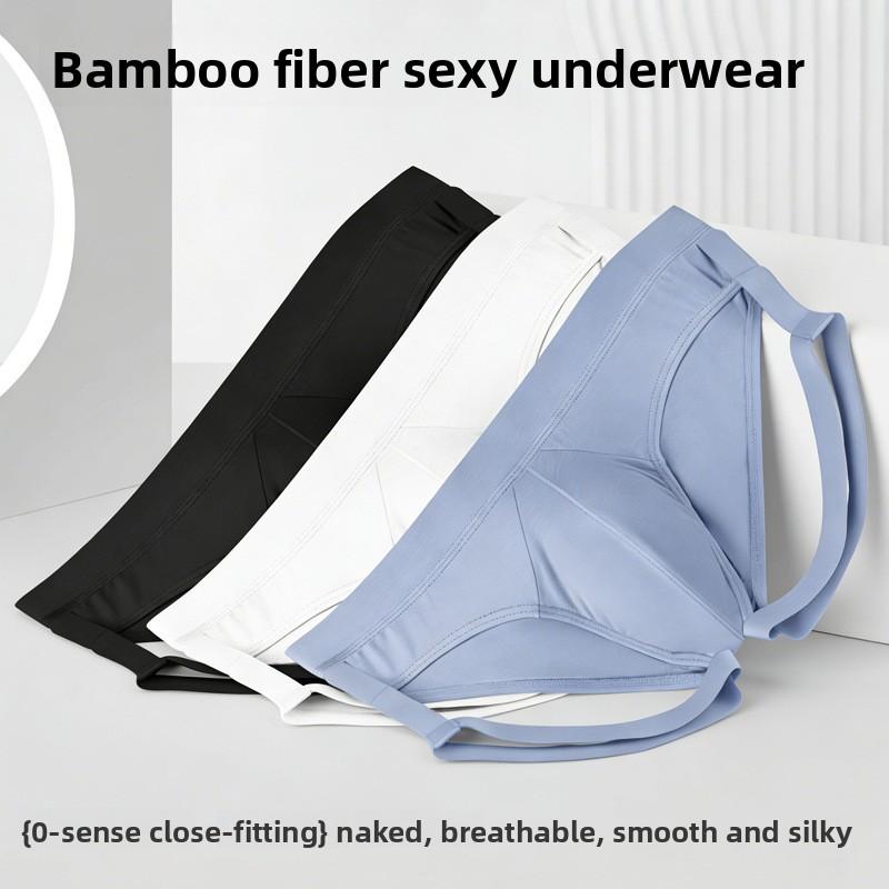 Men Sexy Hollow Out Solid Color U Convex Stretch Low Waist Triangle Briefs