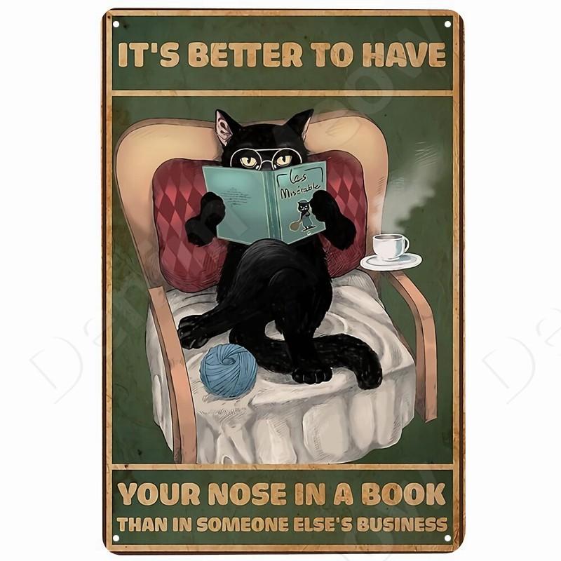 Funny Black Cat Vintage Tin Sign Remember to Wipe Metal Poster Cat Retro Plate Hello Sweet Cheeks Bathroom Decor for Bar Cafe