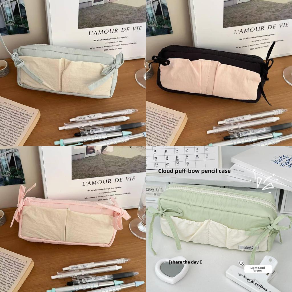 Canvas Cloud Ribbon Butterfly Pencil Case With Large Capacity For Students And School Supplies