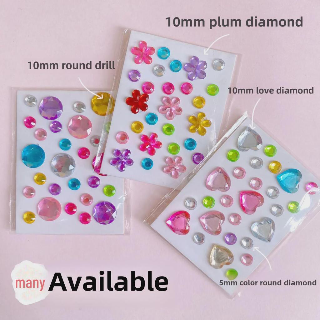Mini Princess Gem Stickers: Cartoon Diamond Acrylic for Kids' DIY Rewards