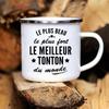 Bester Onkel der Welt Druck Tassen Kreative Kaffeetassen Getränke Wasser Tee Camping Emailletasse Outdoor Henkel Trinkgeschirr Tonton Geschenk