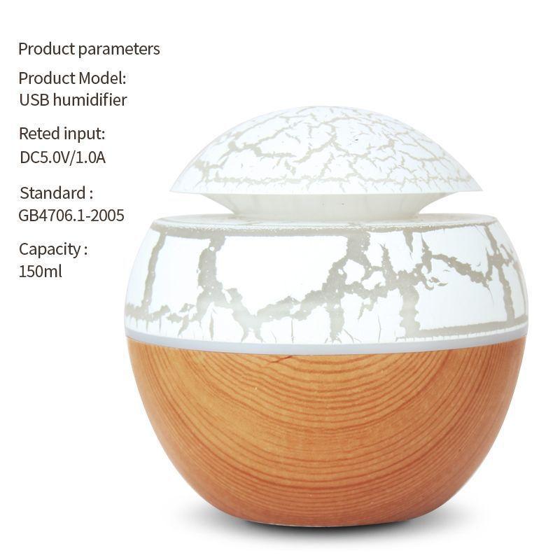 Domácí čistička vzduchu do ložnice s houbovou hlavou, USB stolní nebulizér, dřevěná textura, personalizovaný aromaterapeutický přístroj, zvlhčovač vzduchu