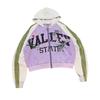 American Graffiti Print Locker Geschnittener Reißverschluss Hoodie Herren Damen Jugendliche Freizeit Streetwear