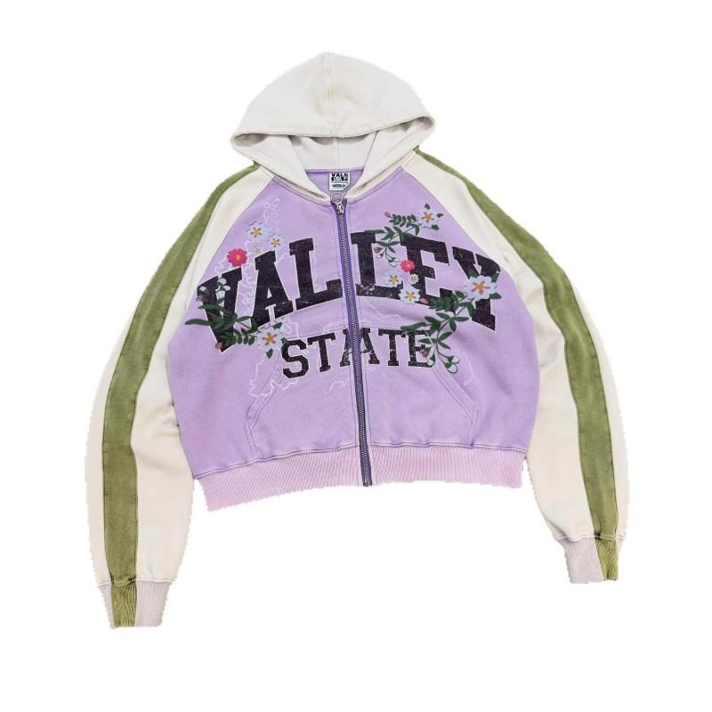 American Graffiti Print Locker Geschnittener Reißverschluss Hoodie Herren Damen Jugendliche Freizeit Streetwear
