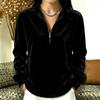 Women's Long Sleeve Velvet Zip-Up Sweatshirt with Half Stand Collar Color