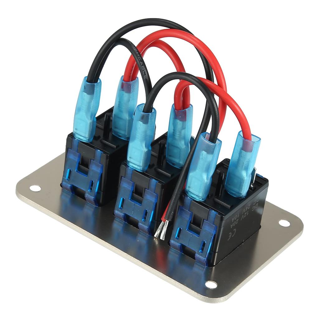 uxcell Rocker Switch Toggle Switch Waterproof Aluminum Alloy with Blue LED Light and Push Button for Gold Tone 3-Gang Panel, 5-Pin On/Off Pre-Wired