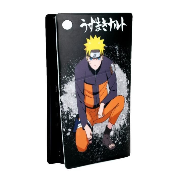 Façade De Protection - KONIX - Naruto Shippuden - PS5 Slim - Silicone - Antichoc - Anti-rayures - Motif Naruto - Noir