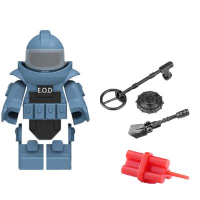 Military Building Blocks Figures Protective Bomb Disposal Suit EOD Special Forces Mine Detector Combination Bricks Toy Kids J019