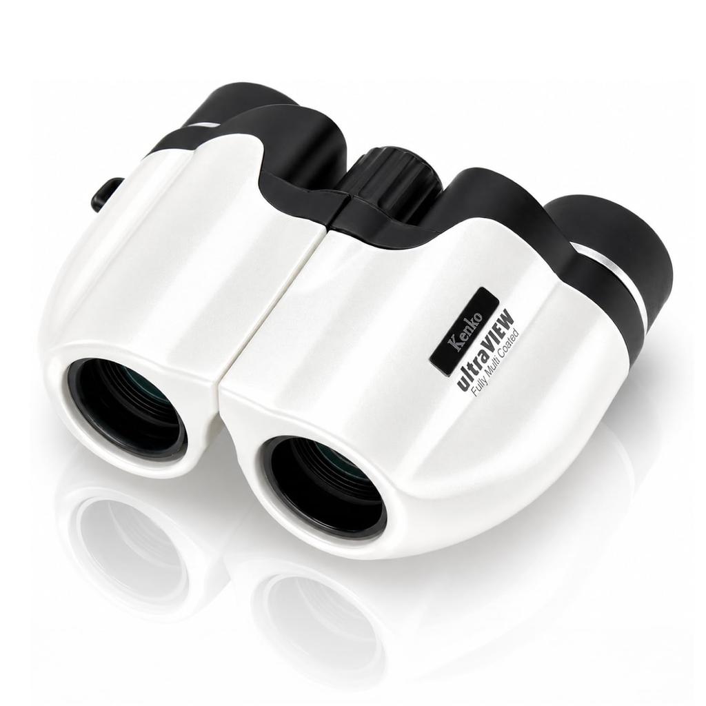 Kenko ultraVIEW M Compact 8x20 Porro Prism Binoculars, 8x Magnification 20mm Lightweight Fully Multi-Coated for Concerts and Outdoor, White 012895