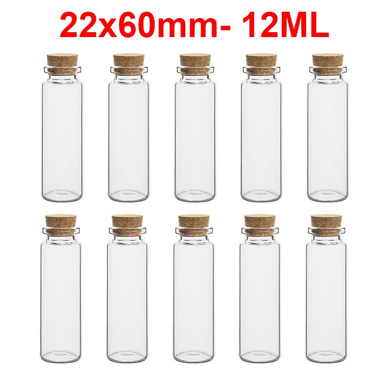 1/5/7/8/10/12/15/20ml Mini Clear Glass Bottles with Cork Stoppers Message Wishing Drifting Bottle Empty Spice Bottle Jars Gifts
