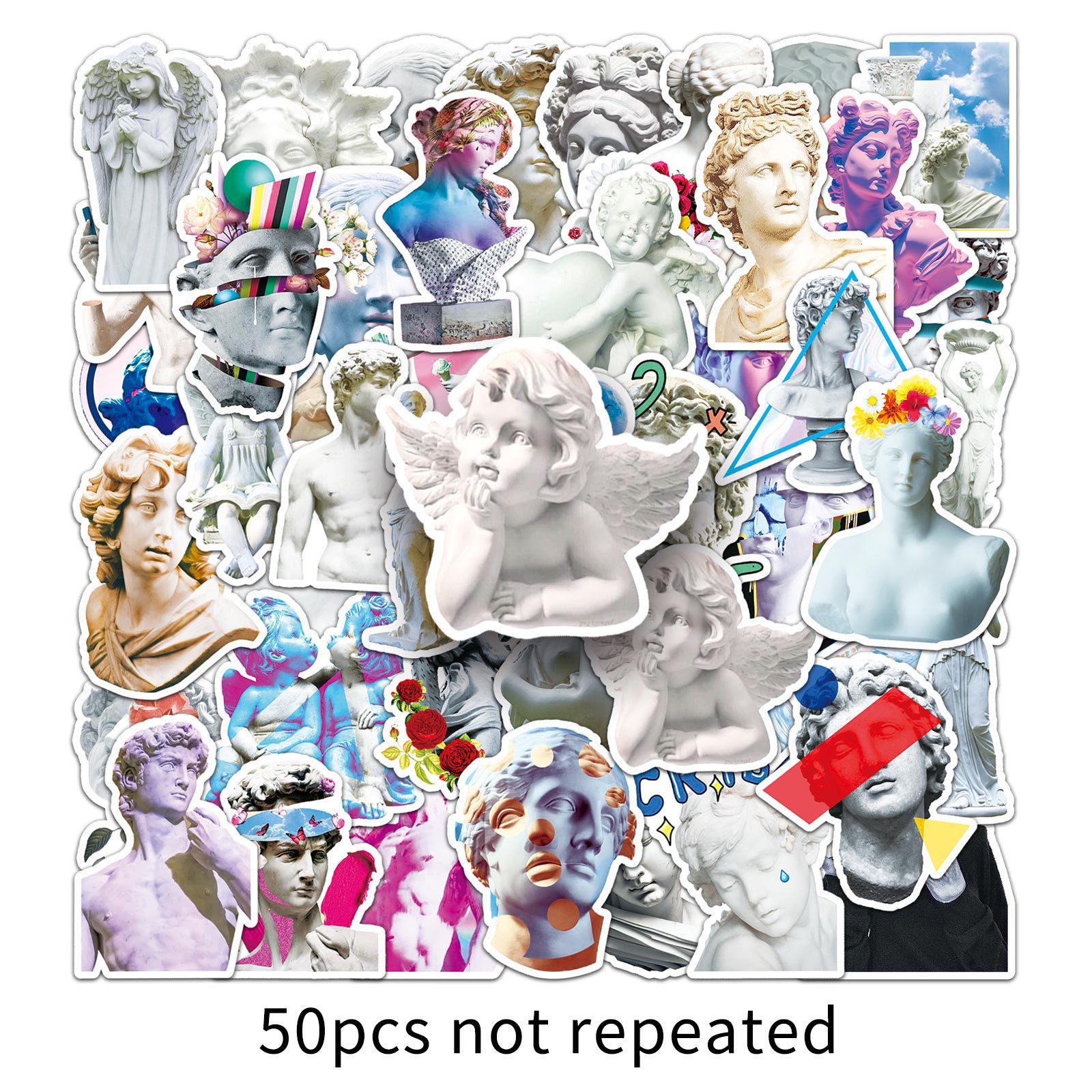 

50 Sheets Plaster Statue Decal Stickers for Art Students: Head Decoration Journal Notebook Stationery
