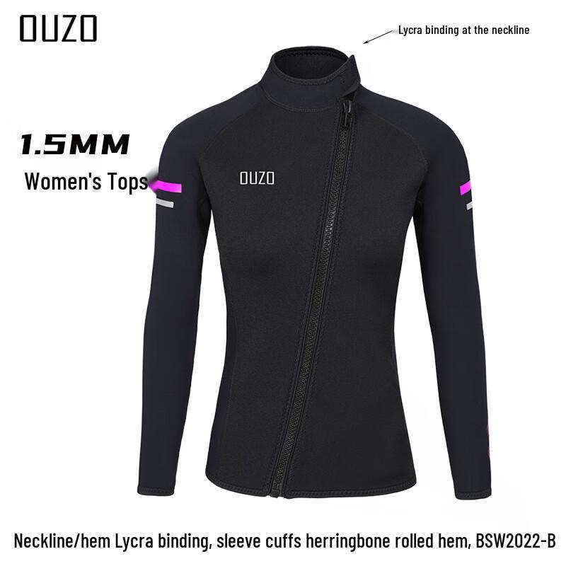 OUZO 1.5mm Women s Long Sleeve Wetsuit Top Size 1