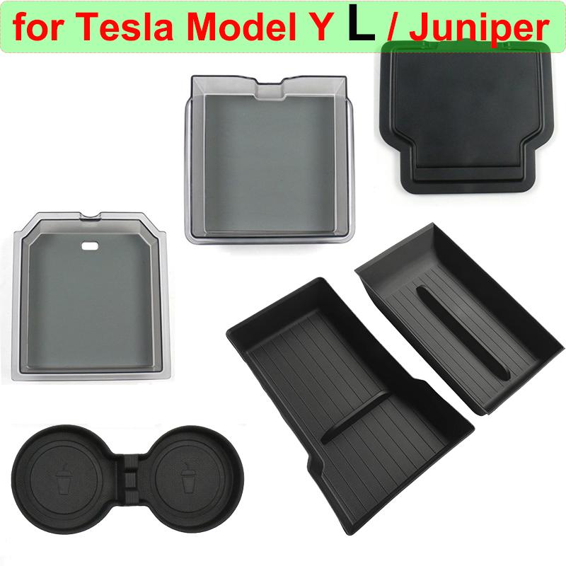 for Tesla Model Y L Juniper 2026 Center Console Storage Box Armrest Box Hidden Organizer Cup Mat MY YL 2025 Interior Accessories