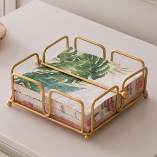 Napkin Holder for Table Flat Napkin Dispenser with Weighted Arm Square Cocktail Paper Holder for Kitchen Dining Room Restaurant Decor