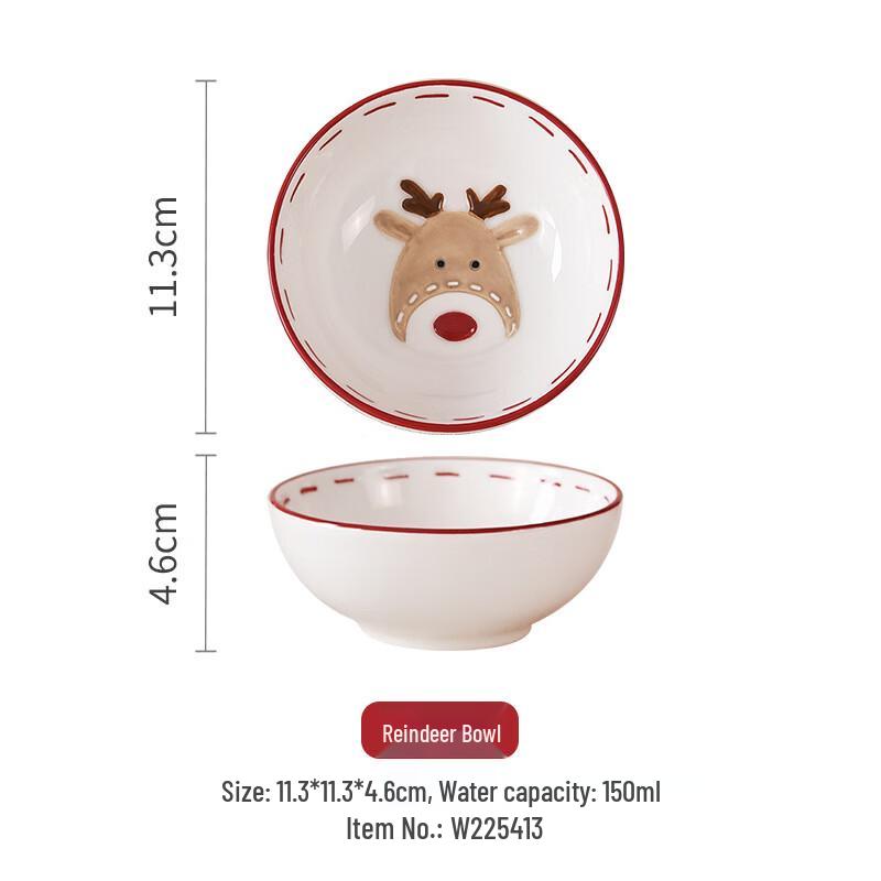 Nordic Christmas Santa & Elk Ceramic Plate