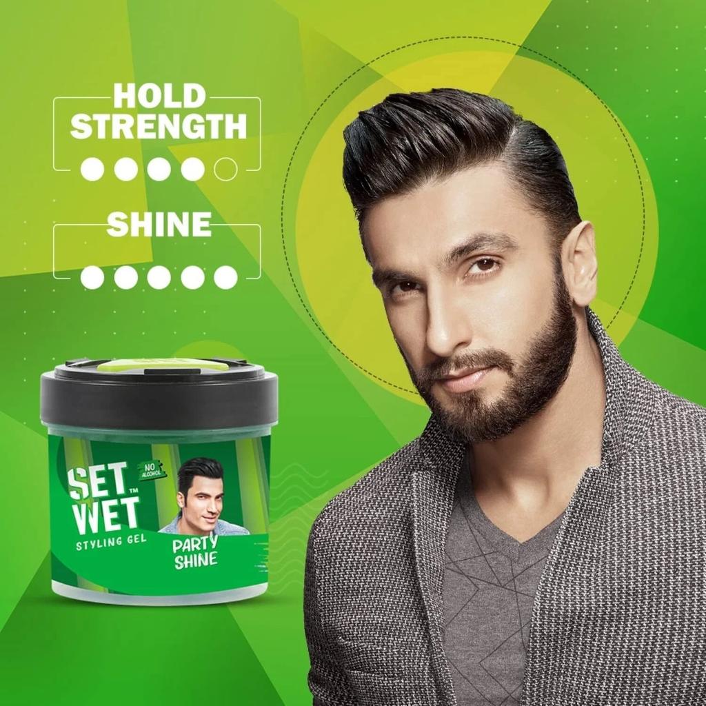 Set Nasses Styling Haar Gel für Männer - Party Glanz 250g | Starker Halt, Hoher Glanz